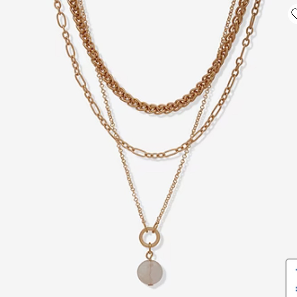 a.n.a Gold Tone Semi Precious Rose Quartz Quartz 16 Inch Rope Strand Necklace